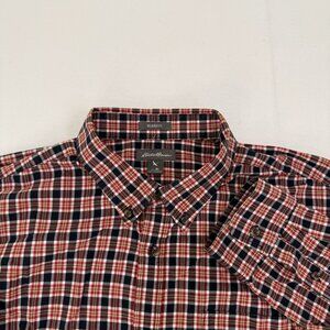 Eddie Bauer Button Down Shirt Mens XL Red Plaid Long Sleeve Relaxed Fit Pocket